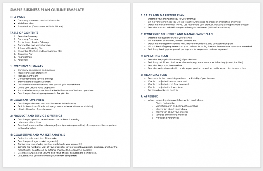 business plan template pdf free