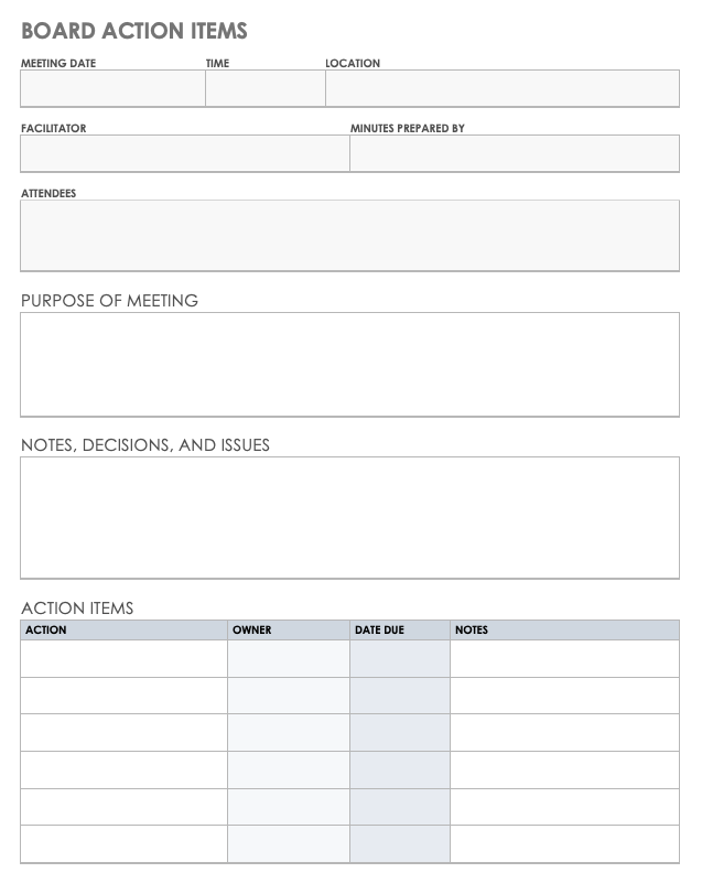 Free Action Item Templates | Smartsheet