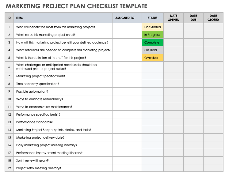 Free Marketing Project Plan Templates | Smartsheet