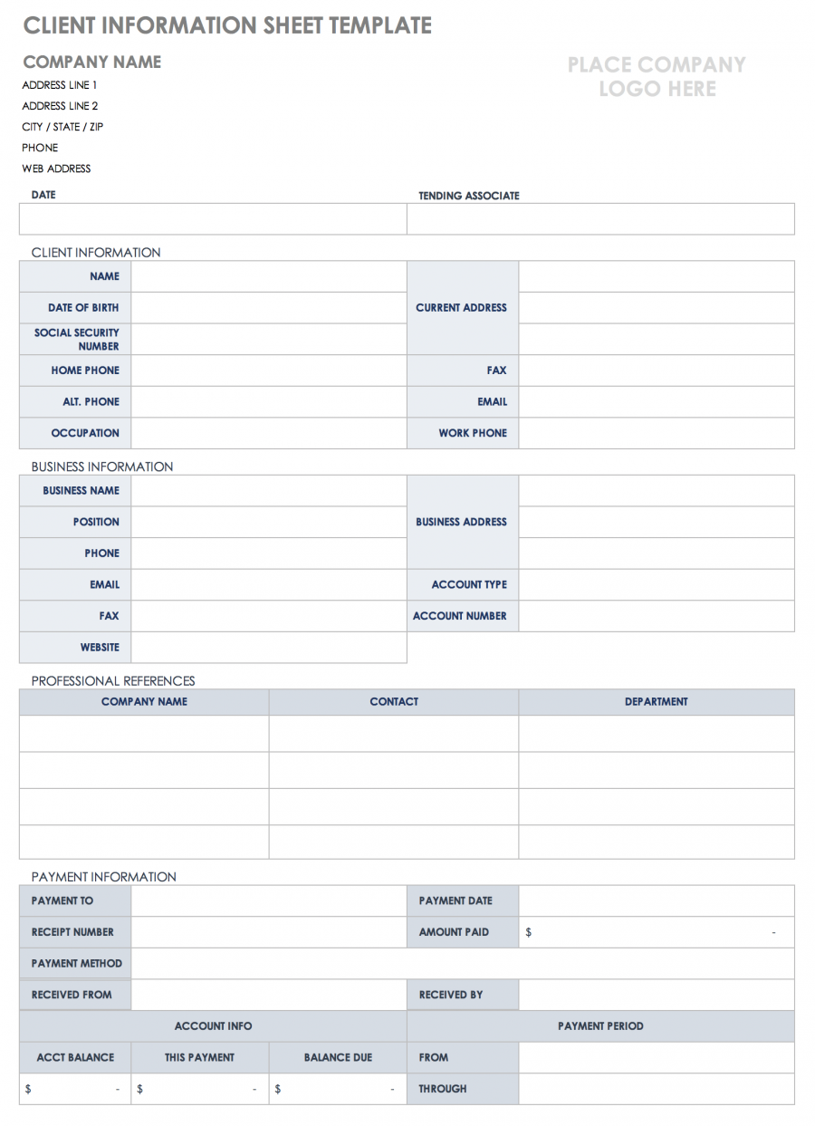 Free Client Information Forms & Templates | Smartsheet