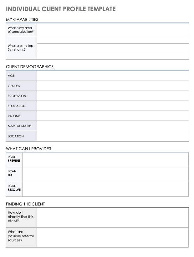 Customer Profile Excel Template