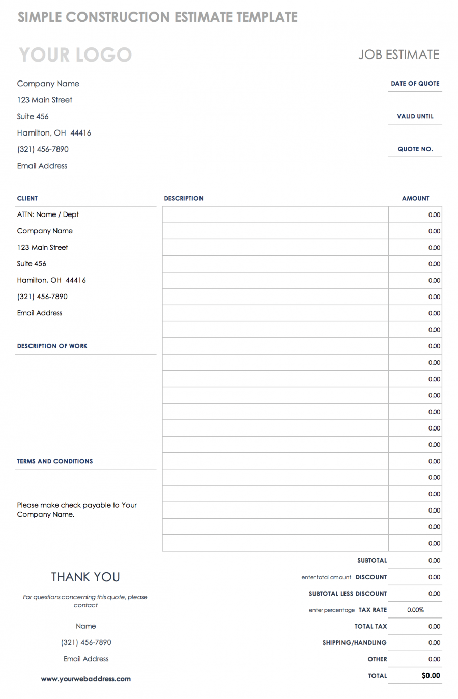 Free Construction Quote Templates | Smartsheet