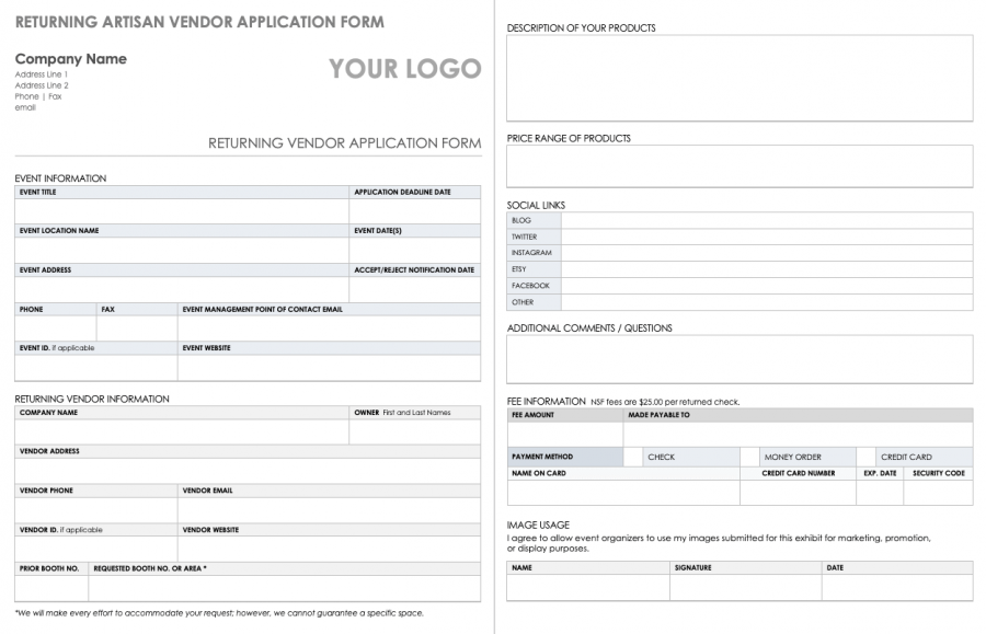 Free Vendor Application Forms & Templates Smartsheet