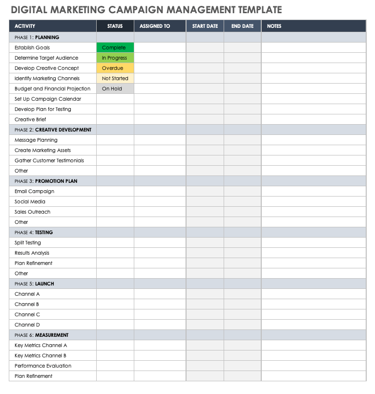 Free Digital Marketing Campaign Templates | Smartsheet