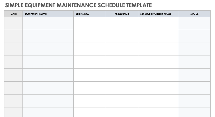 maintenance checklist template excel