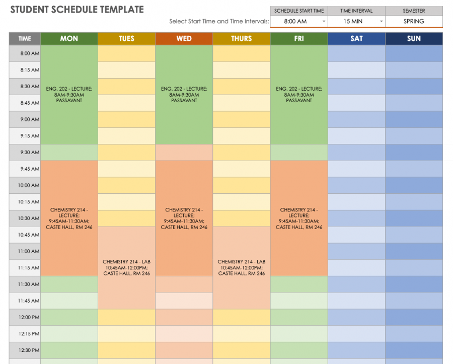 weekly work schedule template google free