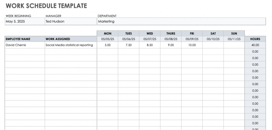 schedule templates for google docs