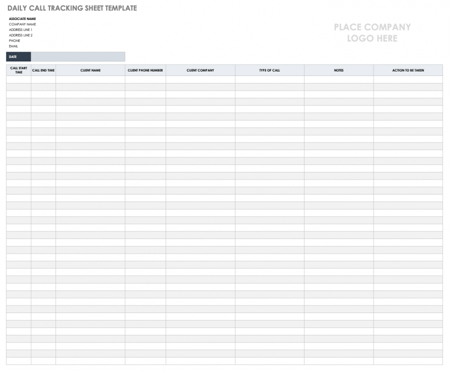 Free Call Tracking Templates | Smartsheet