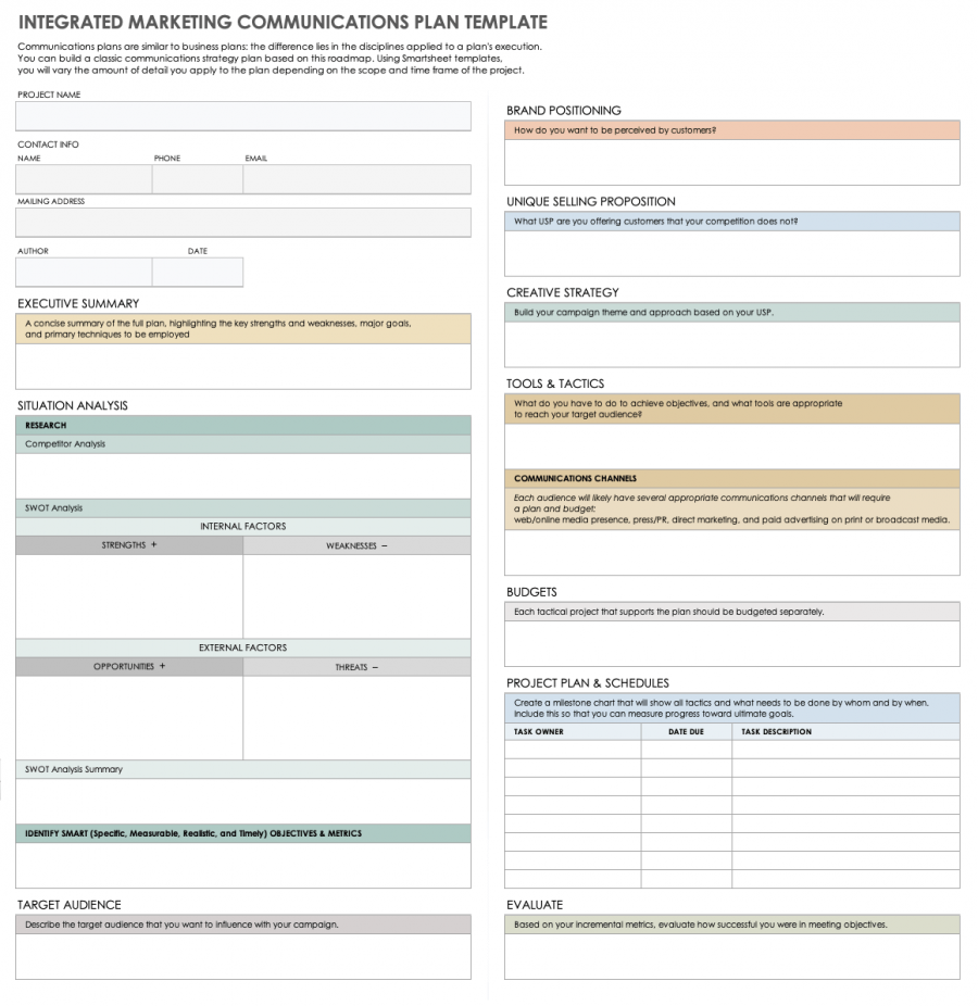 Free Marketing Communications Plan Templates | Smartsheet