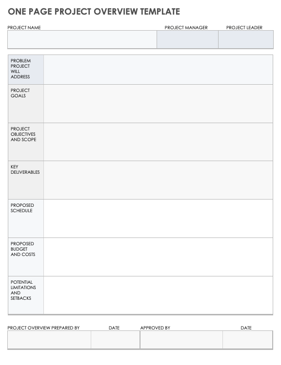 Free Project Overview Templates | Smartsheet