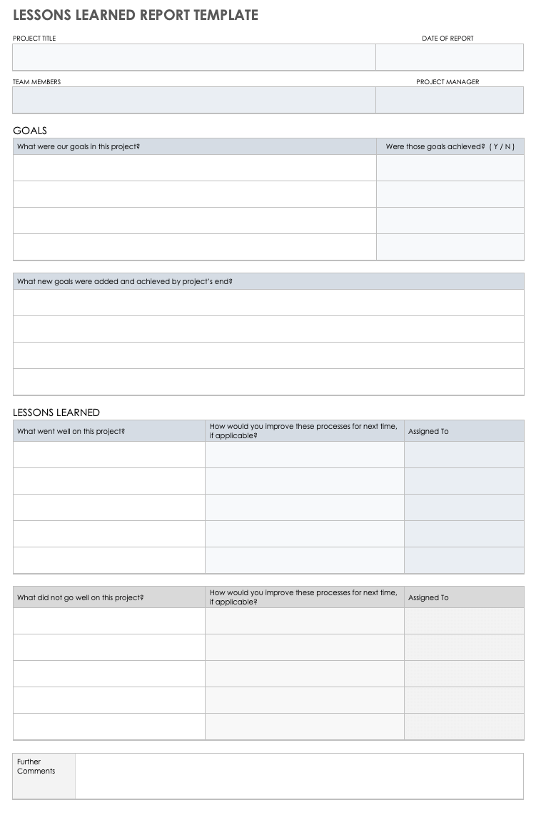 Lessons Learnt Report Template