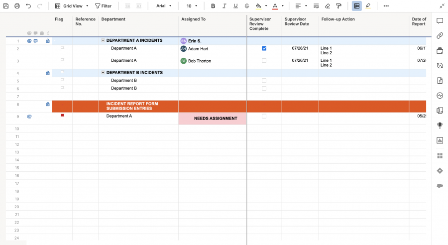 Incident Report Log with Form Template | Smartsheet