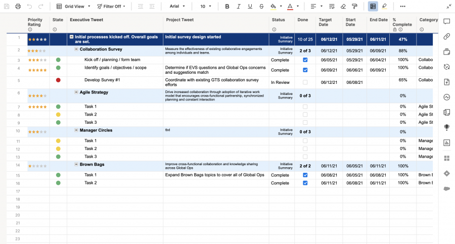 Initiative Tracker Template | Smartsheet