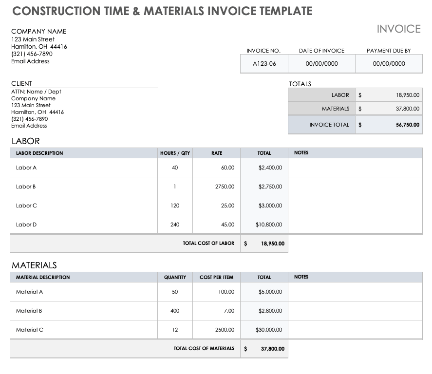 Free Construction Invoice Templates | Smartsheet