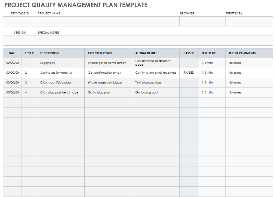 Free Project Quality Templates | Smartsheet