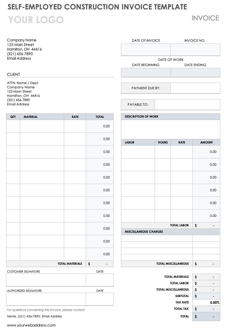 Free Construction Invoice Templates Smartsheet 7702