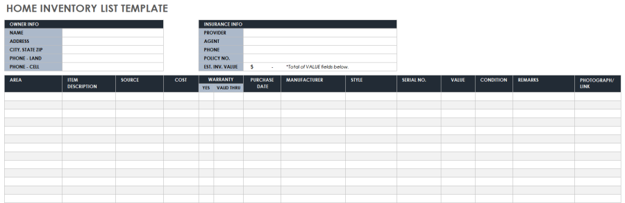 Free Inventory List Templates | Smartsheet