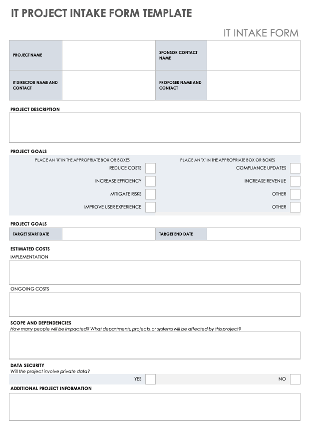 Free Project Intake Forms and Templates Smartsheet