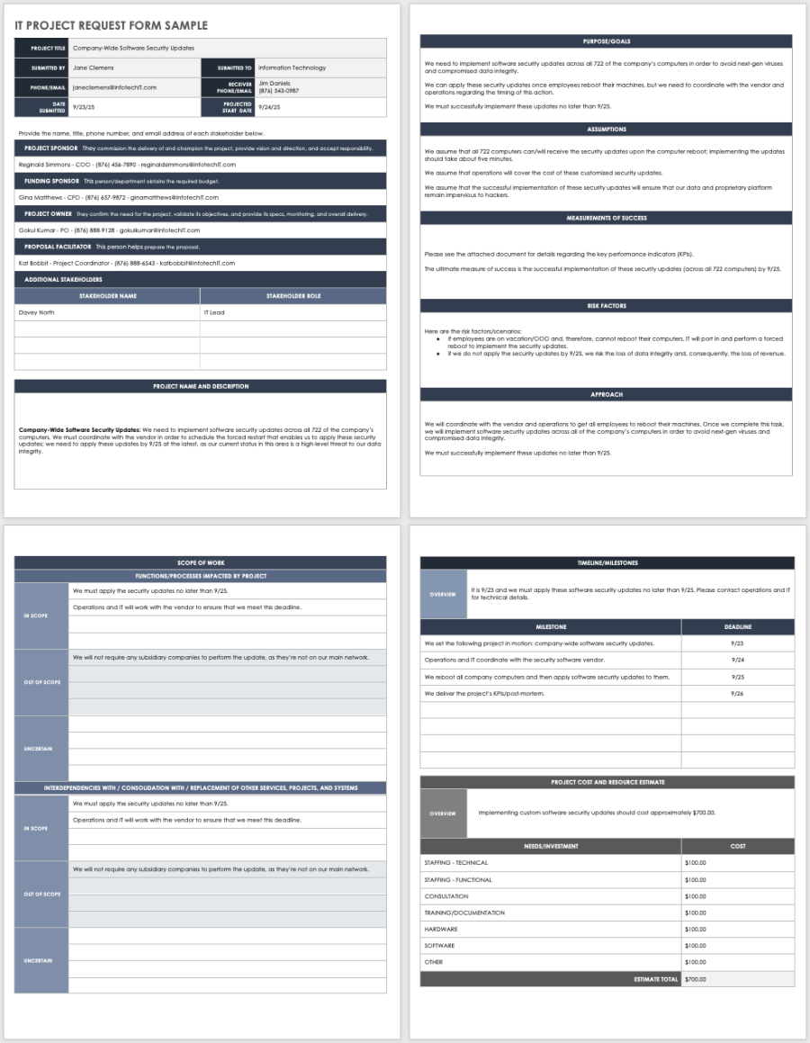 IT Project Request Forms & Templates | Smartsheet