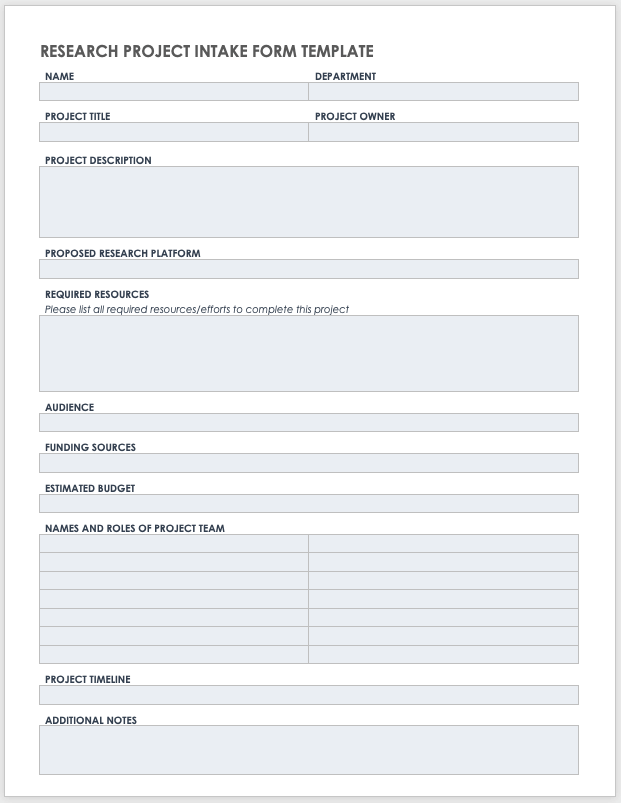 Free Project Intake Forms and Templates Smartsheet