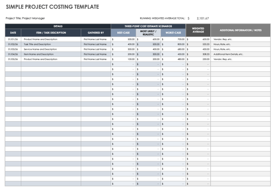 Free Project Costing Templates | Smartsheet