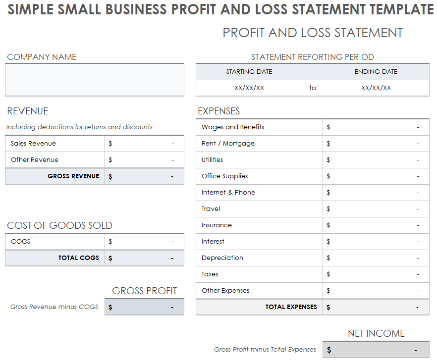 Small Business Income Statement Templates | Smartsheet