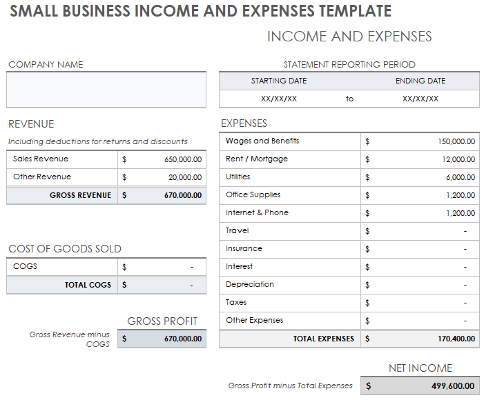 Small Business Income Statement Templates | Smartsheet