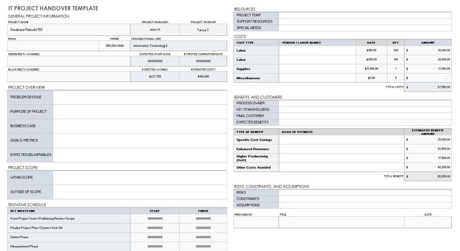 Free Project Handover Templates | Smartsheet