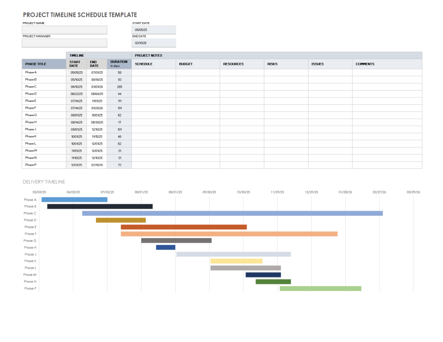 Free Project Timeline Templates | Smartsheet