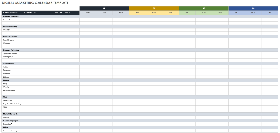 Free Google Sheets Marketing Calendar Templates 