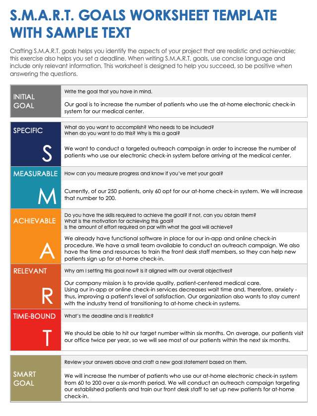 Professional SMART Goal Examples | Smartsheet