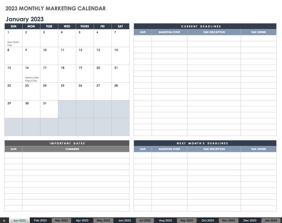 Free Project Calendar Templates | Smartsheet