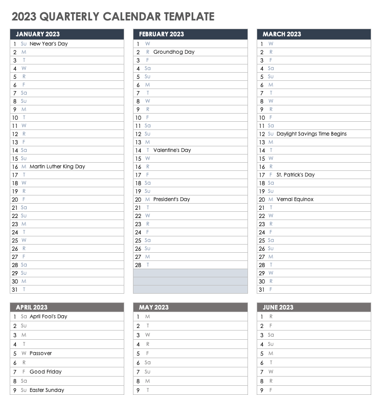 Free Excel Calendar Templates