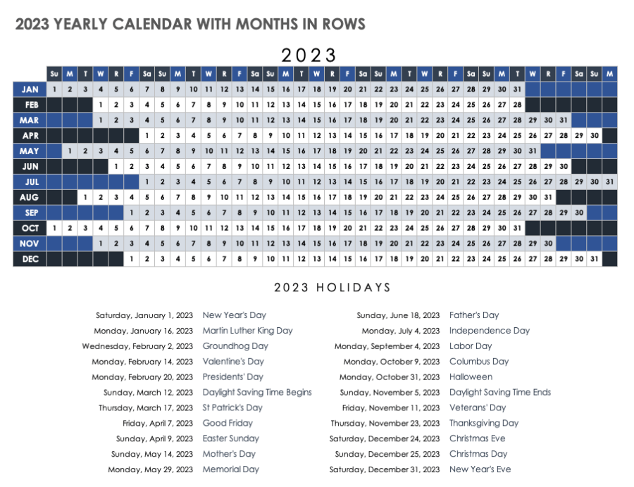 Free Excel Calendar Templates