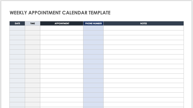 15 Free Weekly Calendar Templates | Smartsheet