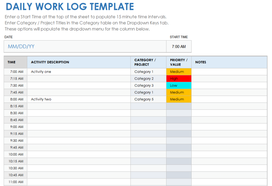 Free Google Sheets Daily Schedule Templates & Planners | Smartsheet