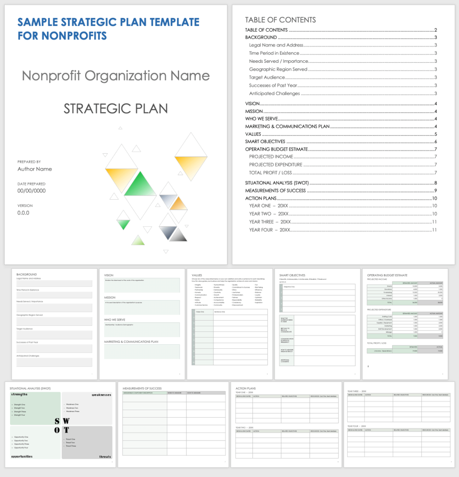 Free Strategic Plan Templates For Nonprofits | Smartsheet