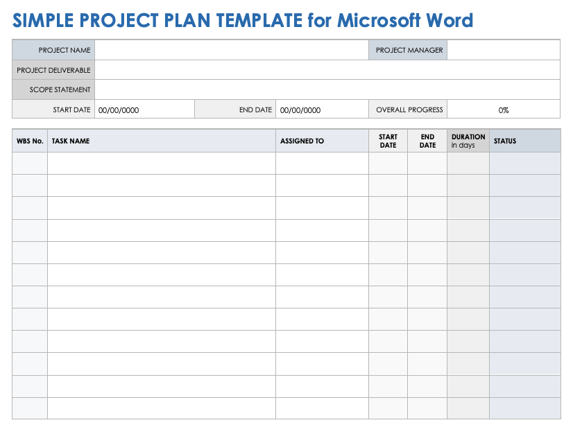 Free Microsoft Word Project Plan Templates Smartsheet