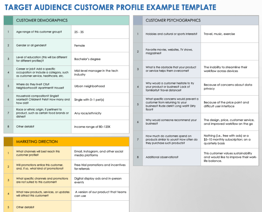 Free Customer Profile Templates | Smartsheet