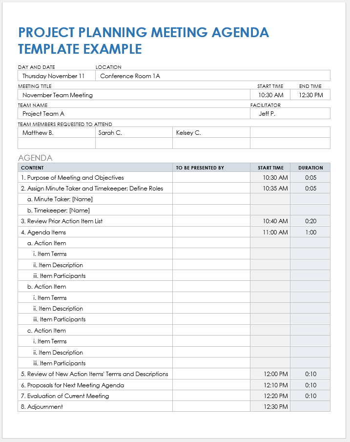 Free Project Management Meeting Agenda Templates | Smartsheet