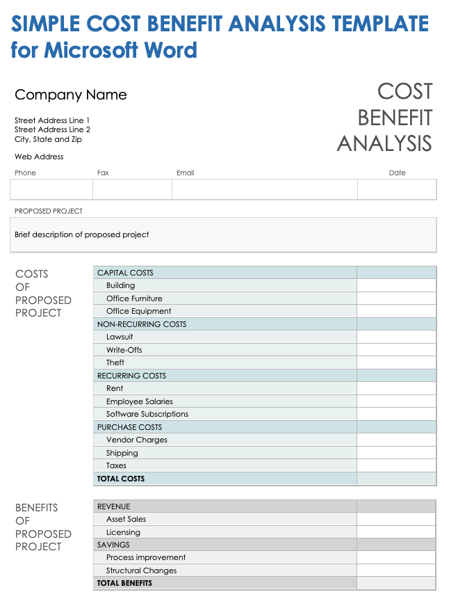 Free Cost Benefit Analysis Templates With How-To