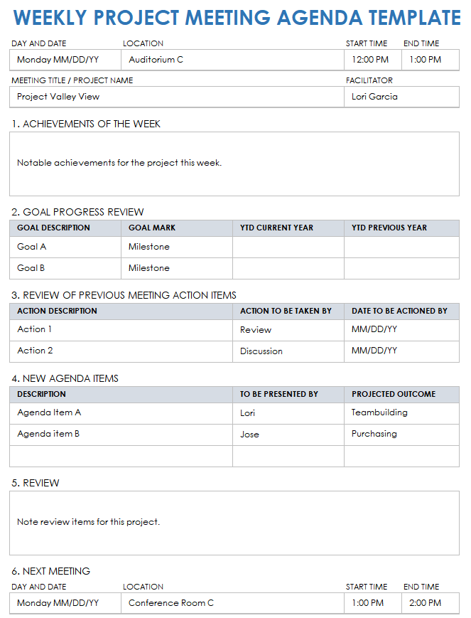 Free Project Management Meeting Agenda Templates | Smartsheet