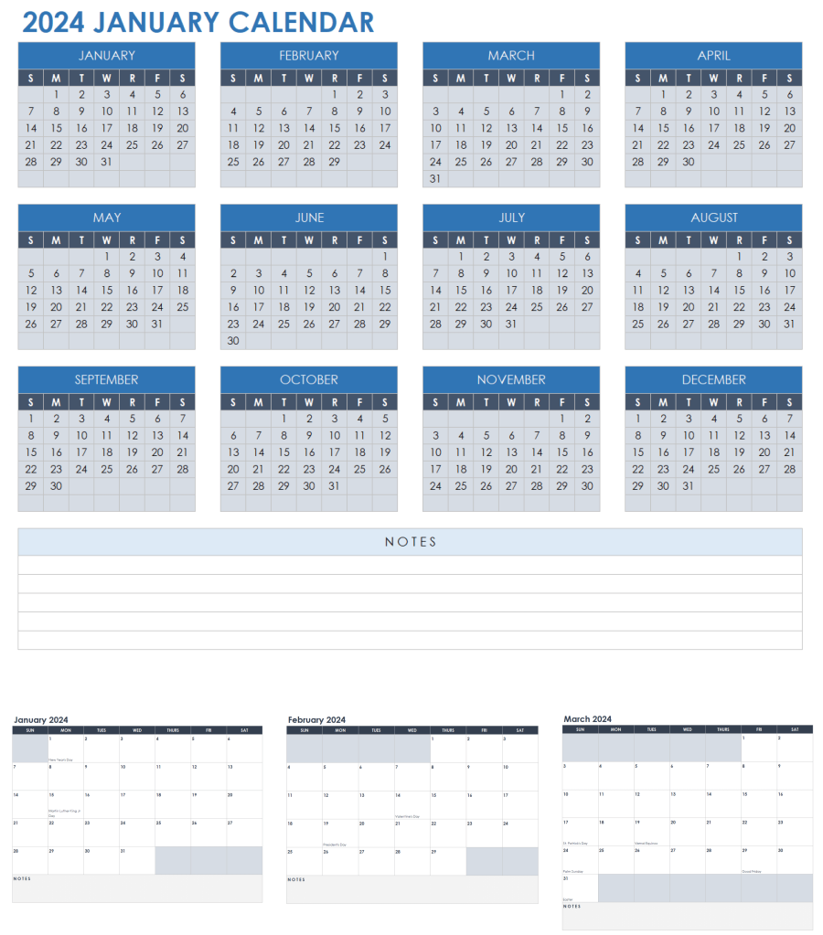 15 Free 2024 Monthly Calendar Templates | Smartsheet