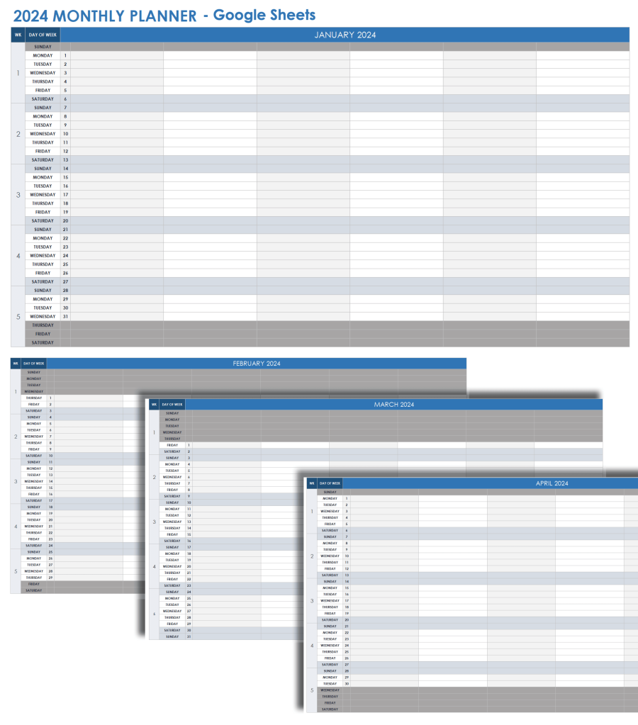 15 Free 2024 Monthly Calendar Templates Smartsheet