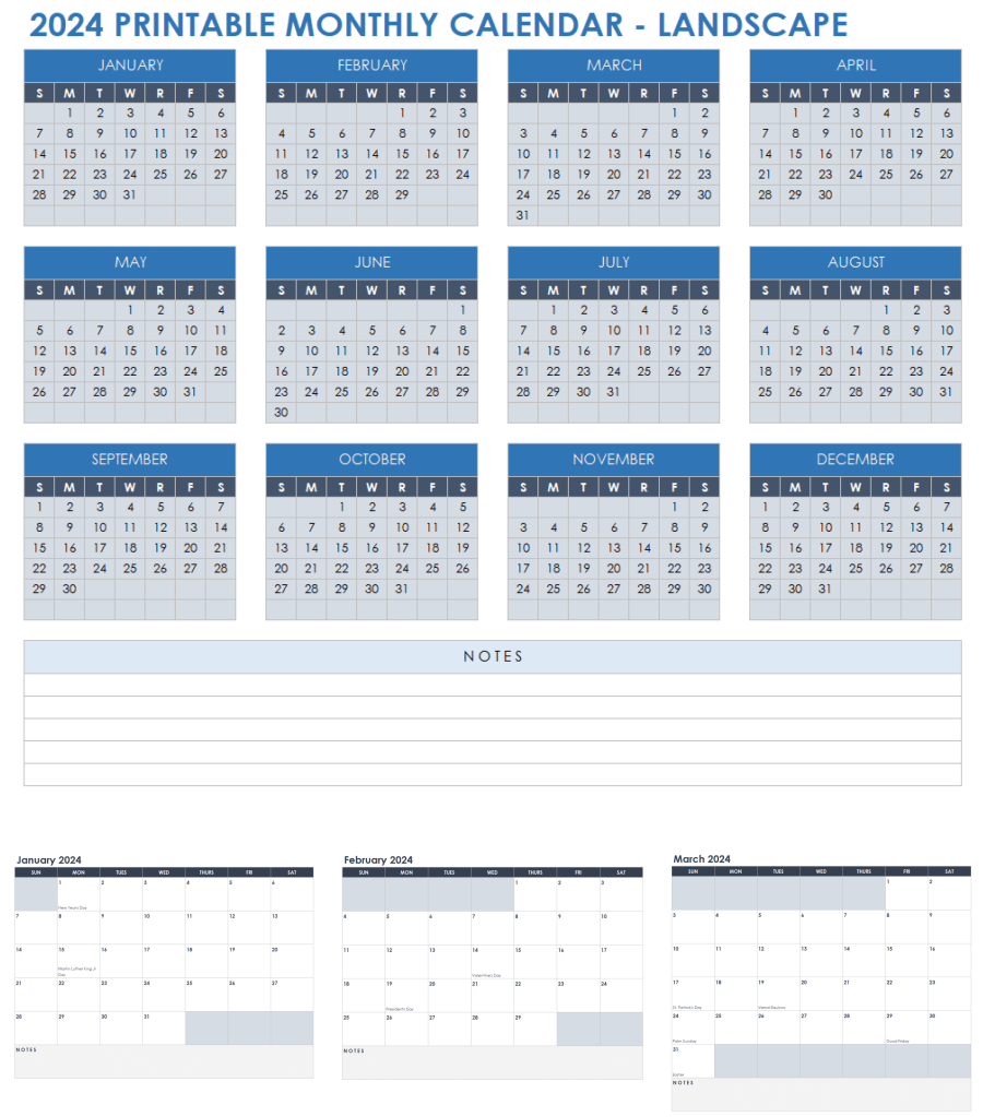 15 Free 2024 Monthly Calendar Templates Smartsheet