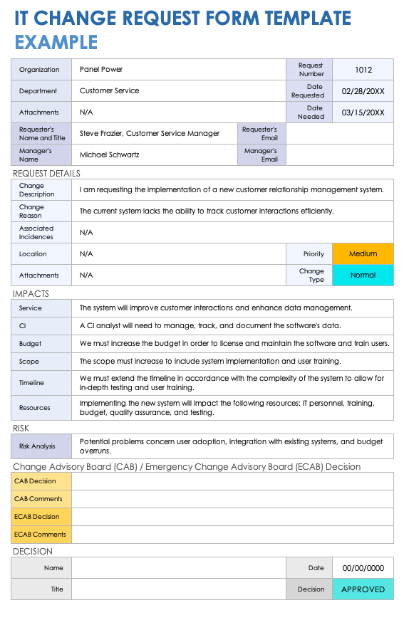 Free Change Request Forms and Templates