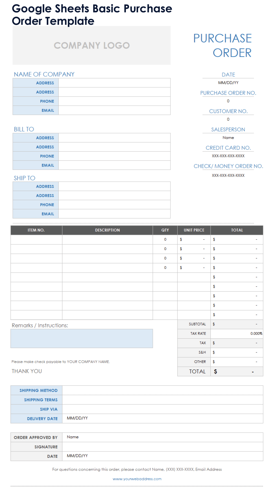 8 Free Google Sheets Purchase Order Templates