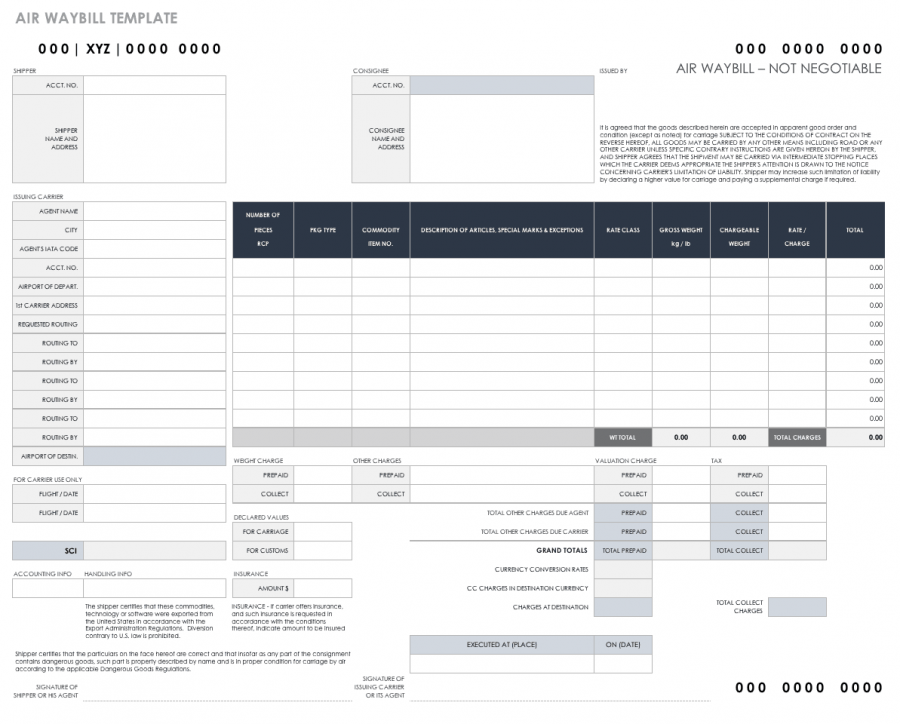 Free Bill of Lading Templates Smartsheet