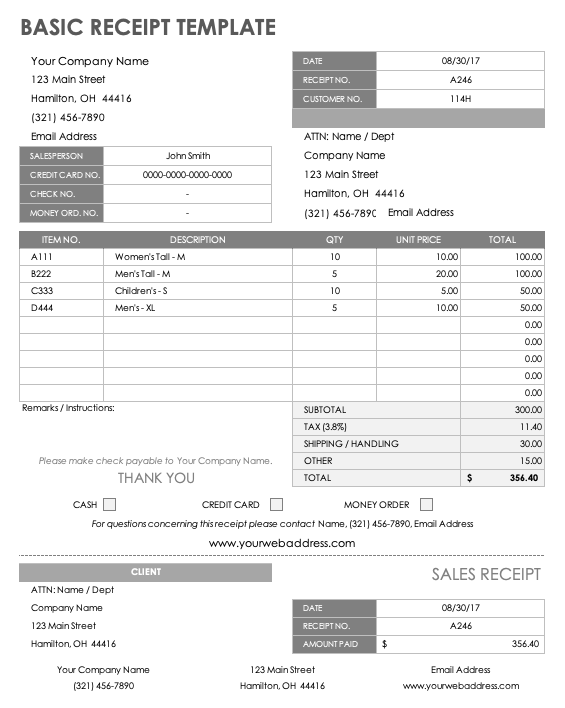 Template For Payment Receipt