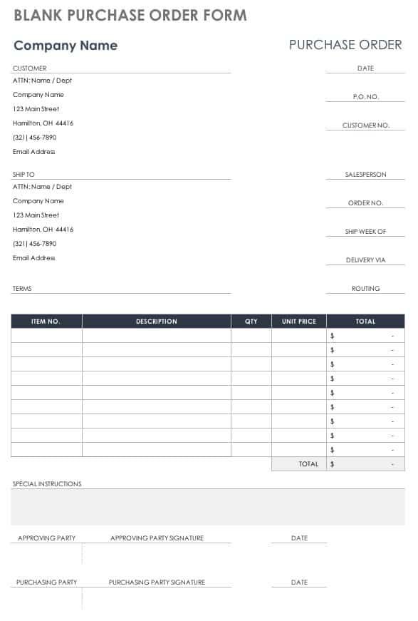 Free Purchase Order Templates | Smartsheet